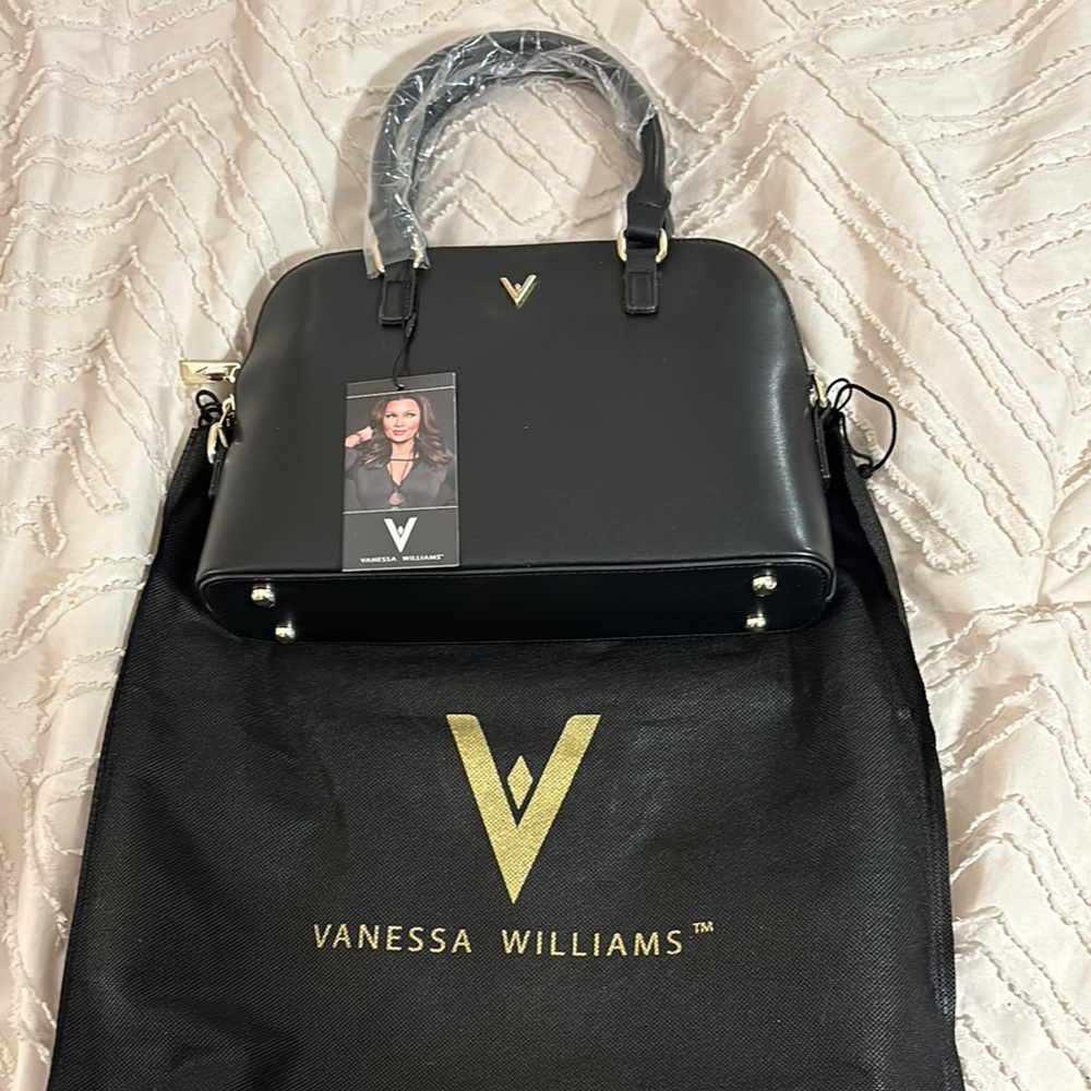 Black Leather Satchel with Gold Hardware